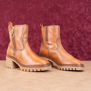 Pikolinos Women Valladolid Brown Leather Zip Chunky Heel boots 8.5US EUR39